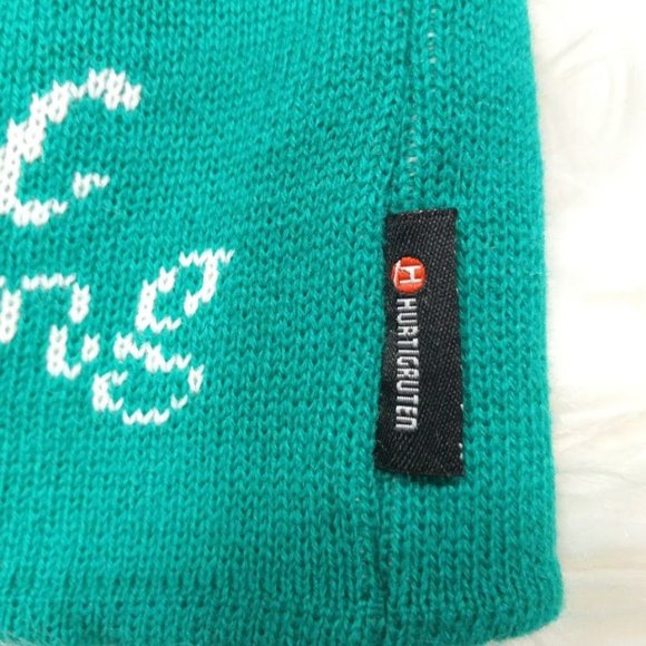 Vintage HURTIGRUTEN The Arctic Awakening Wool Blend Winter Beanie Hat Green - Picture 2 of 6